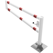 Swiveling gates | to be fixed by plugs, hot-dip galvanized and white coated with red reflecting rings | total width: 1500 mm | with triangular lock